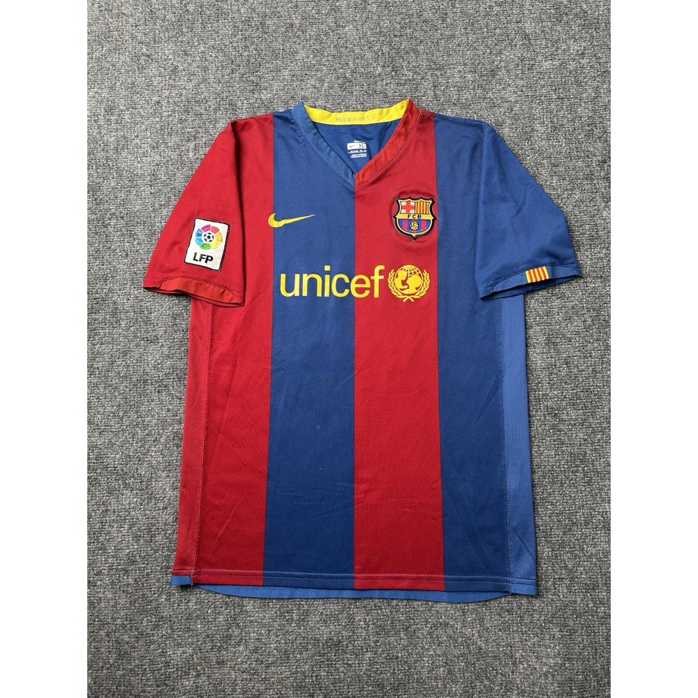 Boys Soccer Nike Barcelona Ronaldinho Home Jersey Blue Red, Size XL (18–20) - Picture 2 of 11